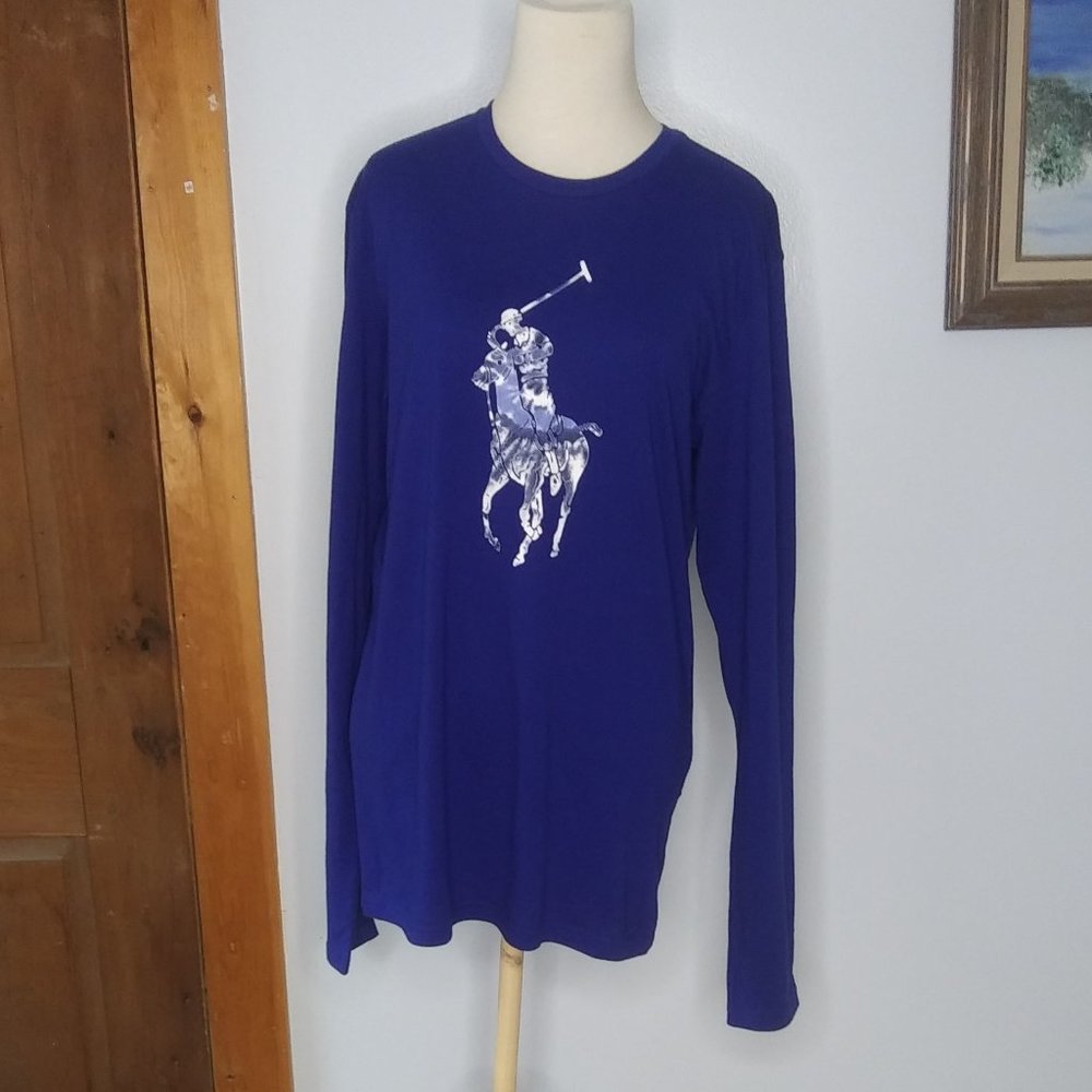 Polo RL Long Sleeve Big Pony graphic cotton Tee shirt size sm…